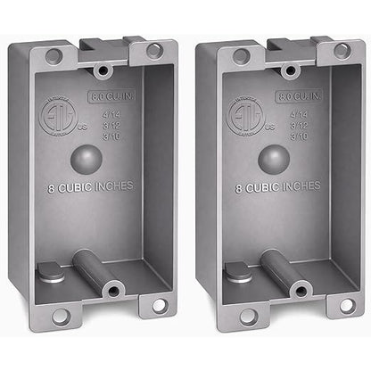 Plastic Electrical Box, Shallow Remodel Box, 8 Cubic Inch Grey Outlet Box by AirmontProducts