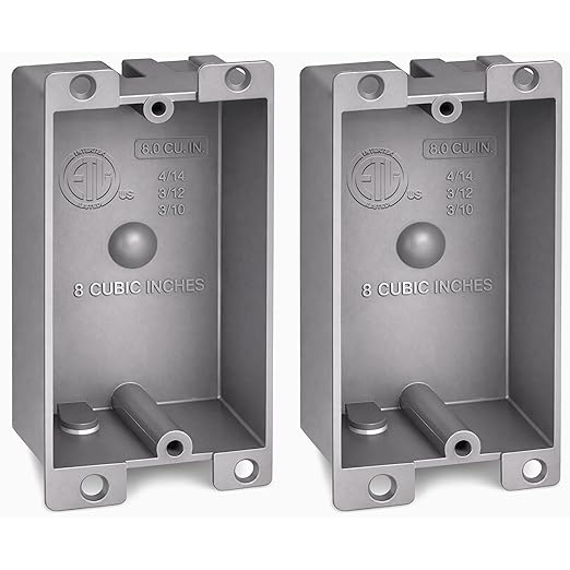 Plastic Electrical Box, Shallow Remodel Box, 8 Cubic Inch Grey Outlet Box by AirmontProducts