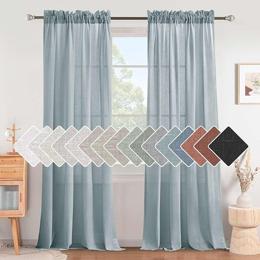 H.VERSAILTEX Linen Curtains Elegant Natural Linen Semi Sheer Curtains Energy by HVERSAILTEX