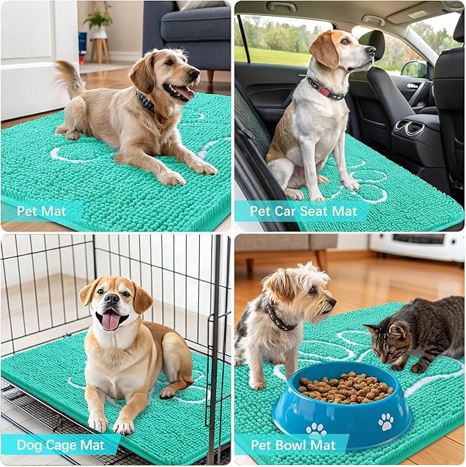 OLANLY Dog Door Mat for Muddy Paws 59x35, Paw Print Design, Absorbs Moisture - Image 7
