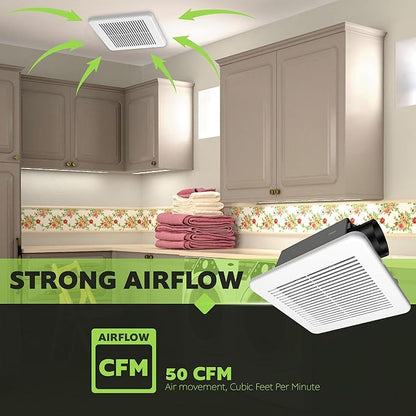 Homewerks 7114-02-HW DC Bathroom Fan 50-CFM 1.0 Sone White Ventilation Fan - Image 7