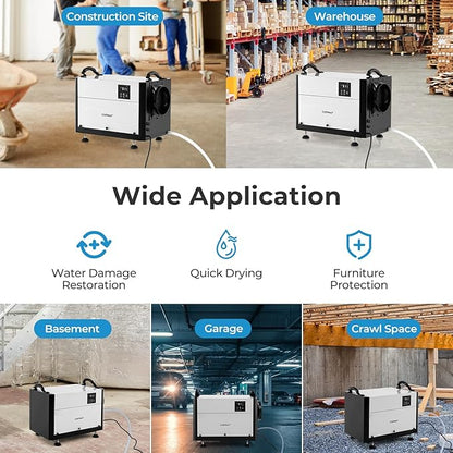 COSTWAY 124 PPD Commercial Dehumidifier, 1300 Sq.Ft Crawl Space Dehumidifier - Image 6