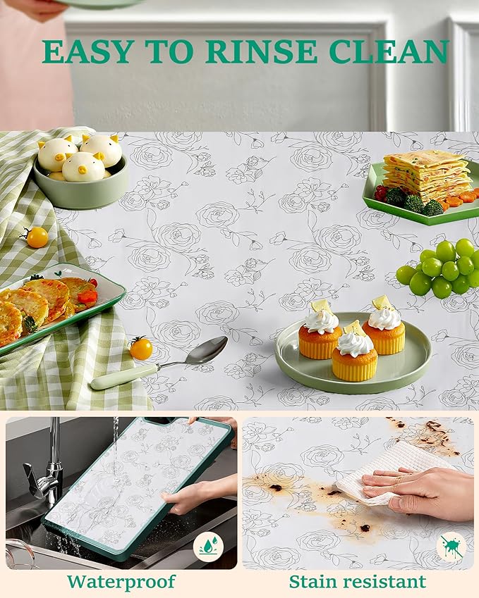 Floral Drawer Liner for Kitchen Cabinets Non-Adhesive Shelf Liner Non-Slip - Image 4