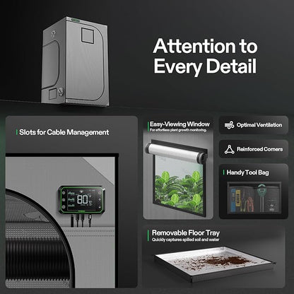 VIVOSUN G448 48"x48"x80" Grow Tent, 4x4 FT Advanced Gray Grow Tent - Image 6