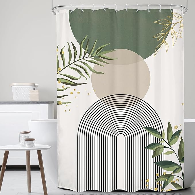 Small Stall Green Boho Shower Curtain 54Wx78H Rv Modern Bohemian Abstract Sage by MitpokBrand