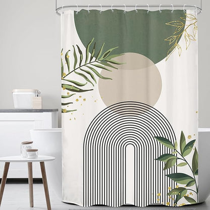 Small Stall Green Boho Shower Curtain 54Wx78H Rv Modern Bohemian Abstract Sage by MitpokBrand