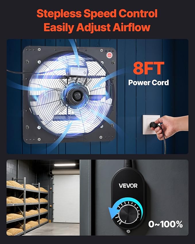 VEVOR 14'' Exhaust Fan, Wall Mounted Attic Fan - Image 6