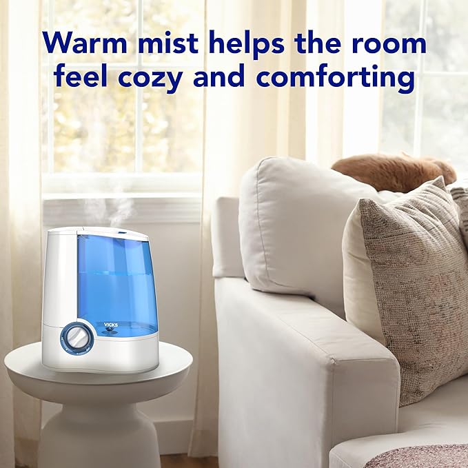Vicks Warm Mist Humidifier Filter‑Free 1 Gal Tank, Auto Shut‑Off, Night Light - Image 8