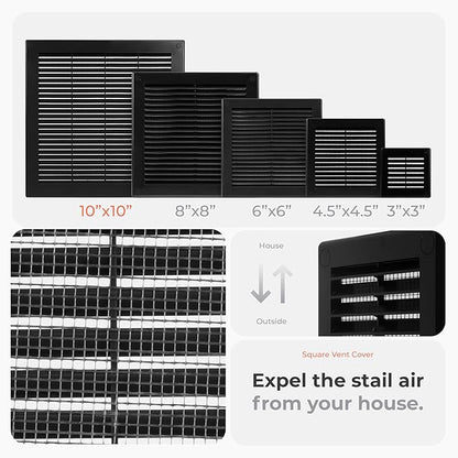 2-Pack 12" x 12" Square Air Vent Cover – Black Plastic Vent Deflector - Image 3
