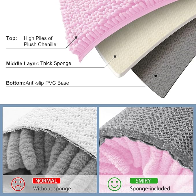 Smiry Luxury Chenille Bathroom Rugs 59x35, Extra Soft and Absorbent Shaggy Bath - Image 5