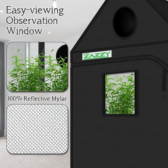 zazzy Grow Tent 48"x48"x72" Roof Cube Plant Grow Tents - Image 4