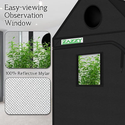 zazzy Grow Tent 60"x60"x72" Roof Cube Plant Grow Tents - Image 4