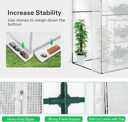 VIVOSUN Mini Lean-to Greenhouse, 6.6’ x 3.3’ x 6.9’ Portable Wall House - Image 4