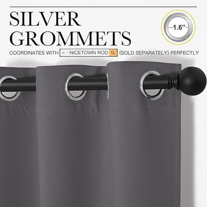 NICETOWN Grey Blackout Curtain 57 inch Long, 55 inches Width, 1 Panel, Thermal - Image 2