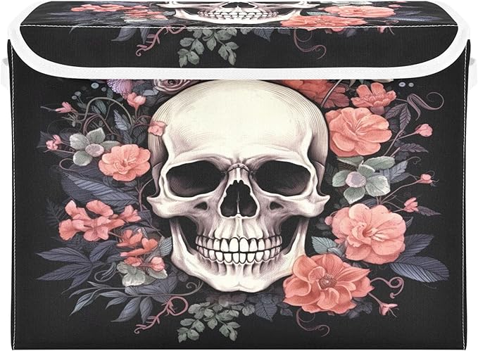 xigua Skull Storage Bins with Lids and Carrying Handle, Foldable Storage Boxes by LLCxigua