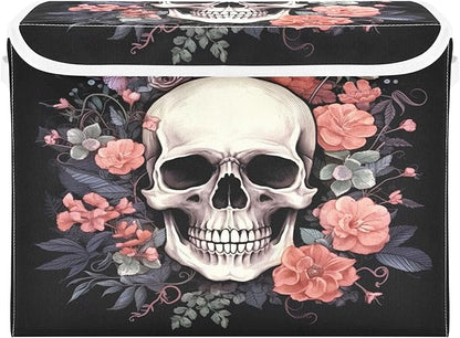 xigua Skull Storage Bins with Lids and Carrying Handle, Foldable Storage Boxes by LLCxigua