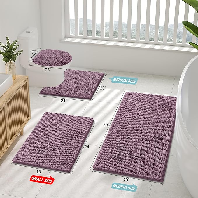 Smiry Luxury Chenille Bathroom Rugs 30x20, Extra Soft and Absorbent Shaggy Bath - Image 2