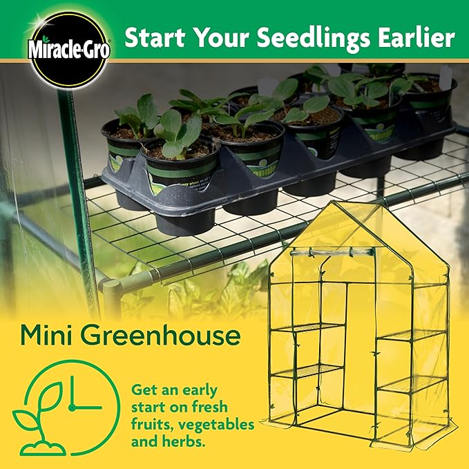 Miracle-GRO 4'8" x 29" x 6'5" Outdoor Mini Walk-in Greenhouse Plant Tent - Image 2