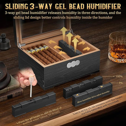 Cigar Humidor, Glass Top Desktop Humidor Box, Cigar Gifts - Image 6