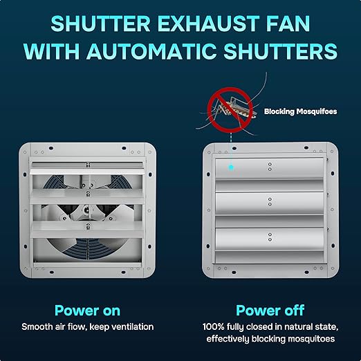 Simple Deluxe 12 Inch Wall Mounted Shutter Exhaust Fan, 1600 RPM, 940 CFM - Image 7