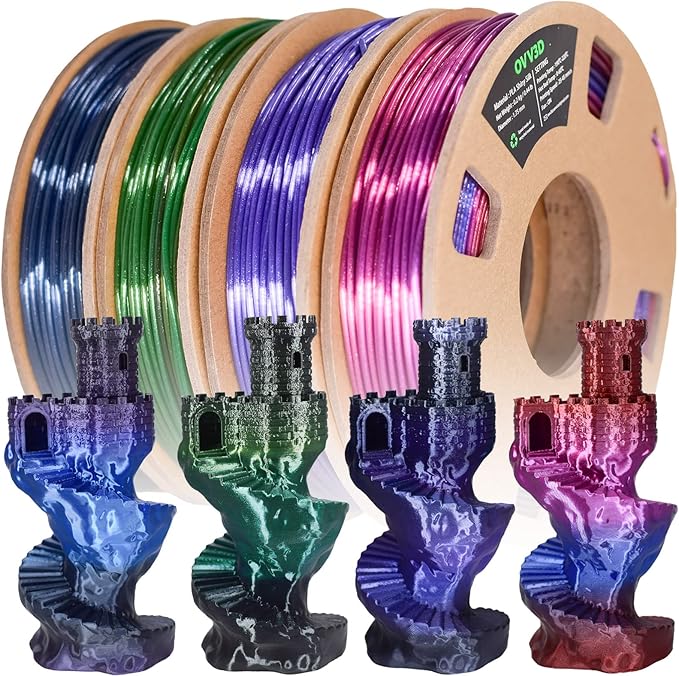 OVV3D Rainbow PLA Filament Bundle 3D Printer Filament, Silk PLA Filament 1.75mm by OVV3D