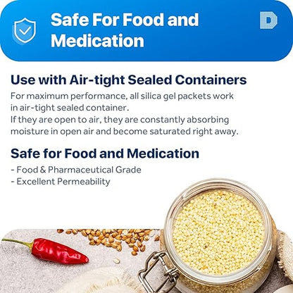 Dry & Dry 2 Gram Food Grade Silica Gel Packs Desiccant Packs, Silica Packets - Image 3
