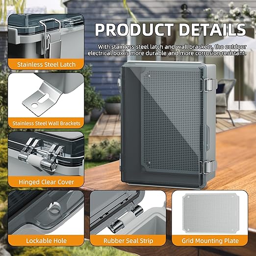 Joinfworld Lockable Outdoor Weatherproof Electrical Box - Image 2