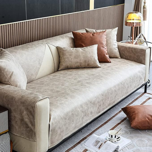 Faux Leather Waterproof Couch Sofa Cover Vintage PU Sectional Couch Cover Non by WelcometoXSlive