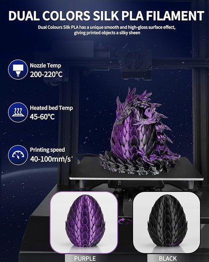 LANDU Silk Dual Color PLA Filament 1.75mm 1KG, 3D Printer Filament Dimensional - Image 3