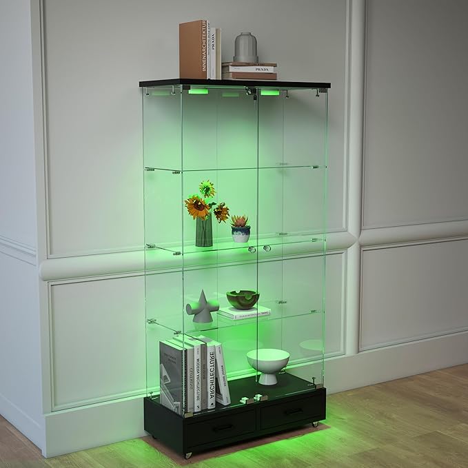 Yoluckea 4-Tier Glass Display Cabinet by Yoluckea