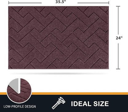 PURRUGS Dirt Trapping Door Mat 24" x 35.5", Non-Slip Machine Washable Entry Rug - Image 2