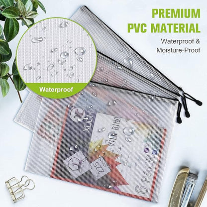 Mesh Zipper Pouch, B4 Size Tear-Resistant Document Pouch, Extra Large Zip File - Image 6