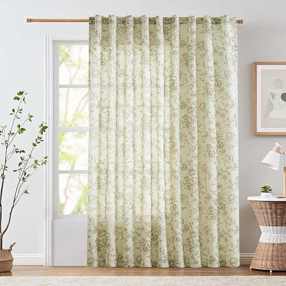 jinchan Linen Floral Curtains Extra Wide by JINCHAN
