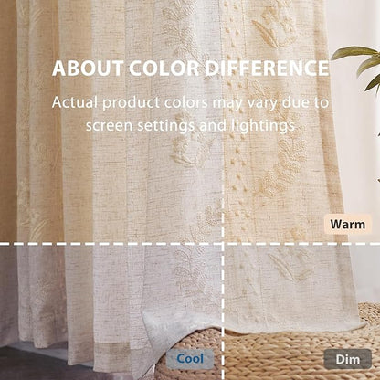 jinchan Belrose 4 Panel Curtains Set 84 Inch Length Floral Curtains Ivory - Image 6