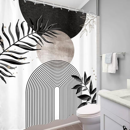 Black Grey Boho Shower Curtain 60Wx72H Bohemian Mid Century Modern Abstract - Image 4