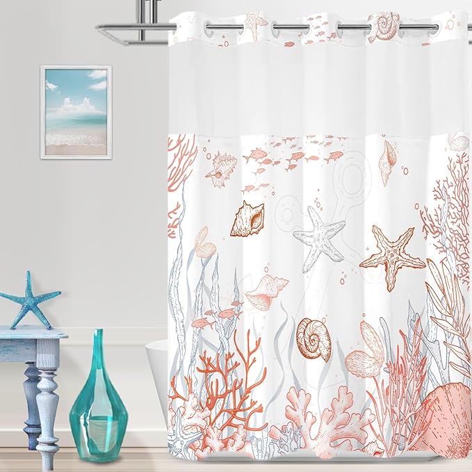 Extra Long No Hook Shower Curtain by TWLSNCD