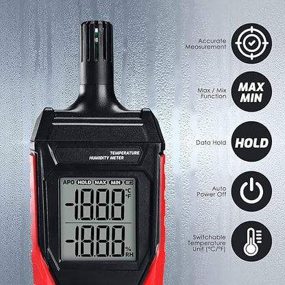 Temperature Humidity Meter, Digital Hygrometer Temperature Indoor and Outdoor - Image 2