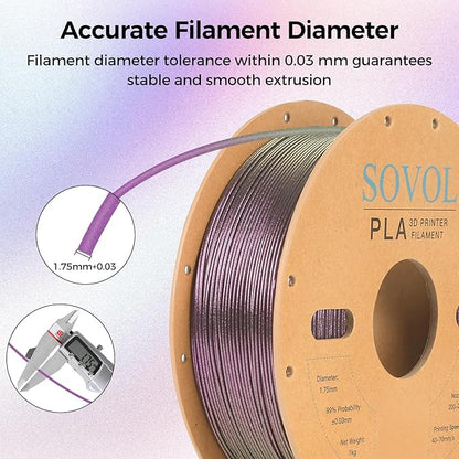 Sovol Silk PLA Filament with Purple Glitter 1kg 1.75mm, Color Changeable 3D - Image 5