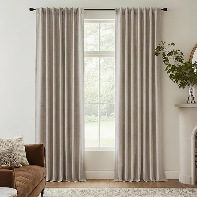 RYB HOME Linen Textured 100% Blackout Curtains by RYBHOME