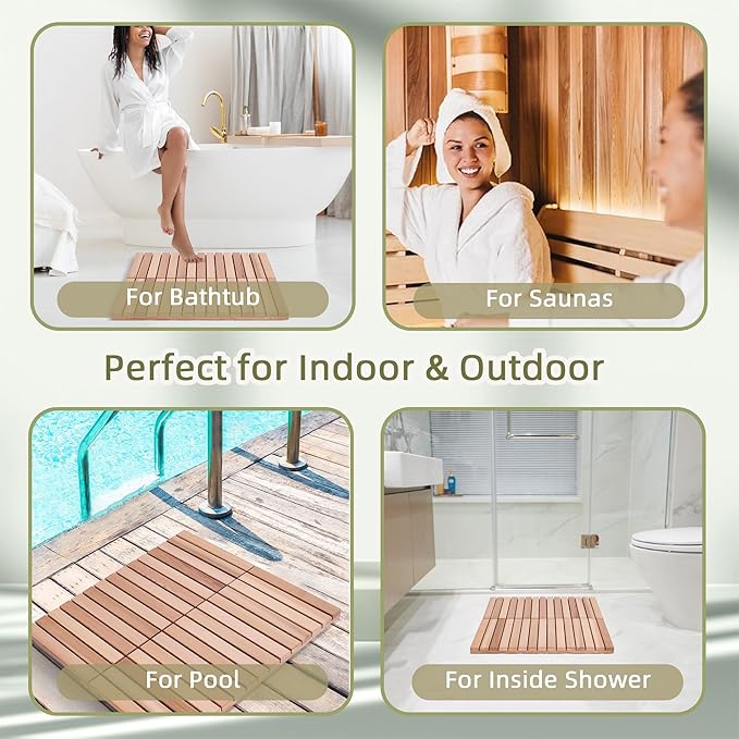 bingaai Cedar Wood Shower Mat, Cedar Wooden Bath Mats, Foldable Wood Bath Mat - Image 6