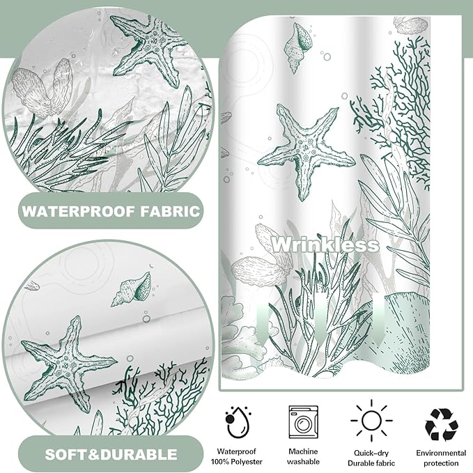 Extra Long No Hook Shower Curtain - Image 3