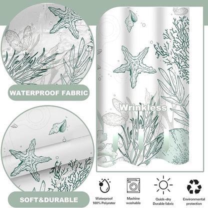 Extra Long No Hook Shower Curtain - Image 3