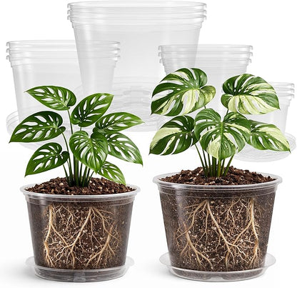 12 Pack 10/8/6/5 Inch Reinforced Large Clear Nursery Pots by Bluepro
