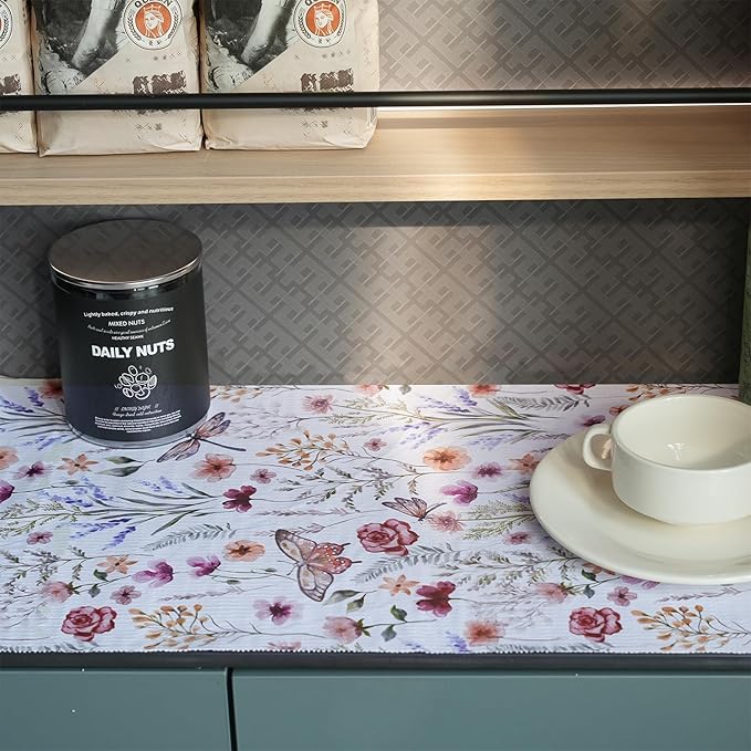 Floral Shelf and Drawer Liner for Kitchen Cabinets, 24IN x 10FT Non-Adhesive - Image 4