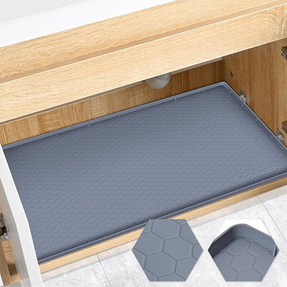 Waterproof Under Sink Mat 31" x 22", Silicone Cabinet Liner, Rubber Protector by FORWOS