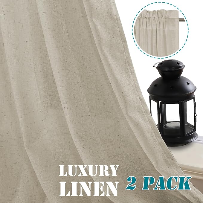 H.VERSAILTEX Linen Curtains Elegant Natural Linen Semi Sheer Curtains Energy - Image 8