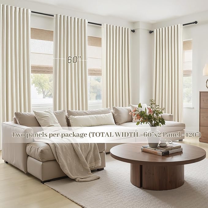 Cute Blackout Curtains 60 Inches Extra Wide Linen 96 Inch Length - Image 6