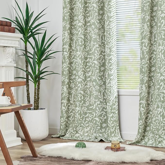 Vangao Sage Green 100% Blackout Floral Curtains 63 Inch Length - Image 7