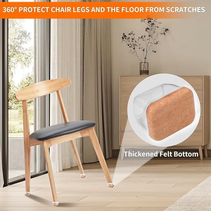 Ezprotekt 16 Pcs Rectangle Clear Silicone Chair Leg Floor Protectors - Image 4
