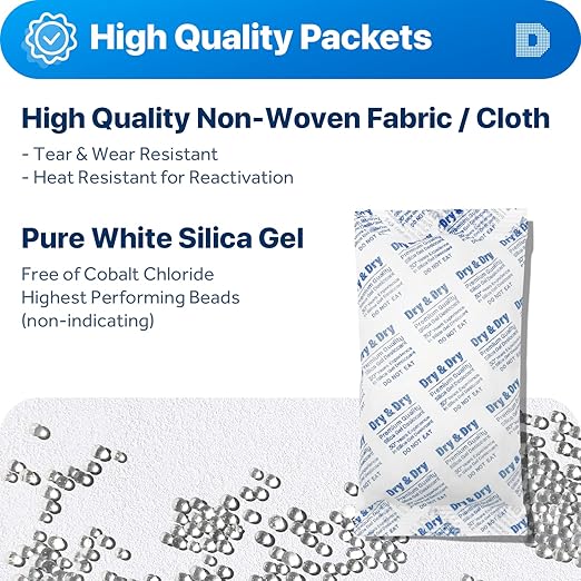 Dry & Dry 300 Gram Silica Gel Packets Desiccants, Silica Packets - Image 2
